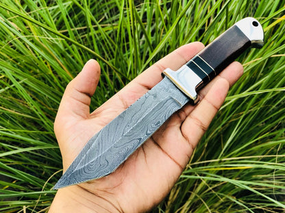 Premium Custom Tanto Hunting Knife with Damascus Blade