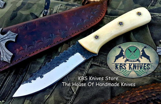 Custom Handmade Hammered 1095 High Carbon Steel Hunting Skinning Knife