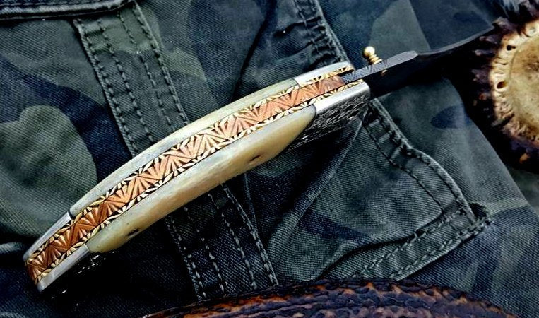 Custom Handmade Damascus Steel Folding Pocket Knife