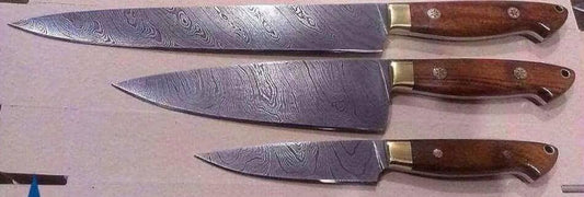 Custom Handmade Damascus Steel Kitchen Knives Set