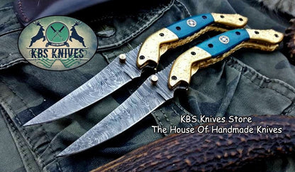 Custom Handmade Damascus Steel Folding Pocket Knives ( Deal )