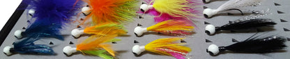 20 PIECE FEATHER/MARABOU JIG KIT WITH LARGE PAD BOX