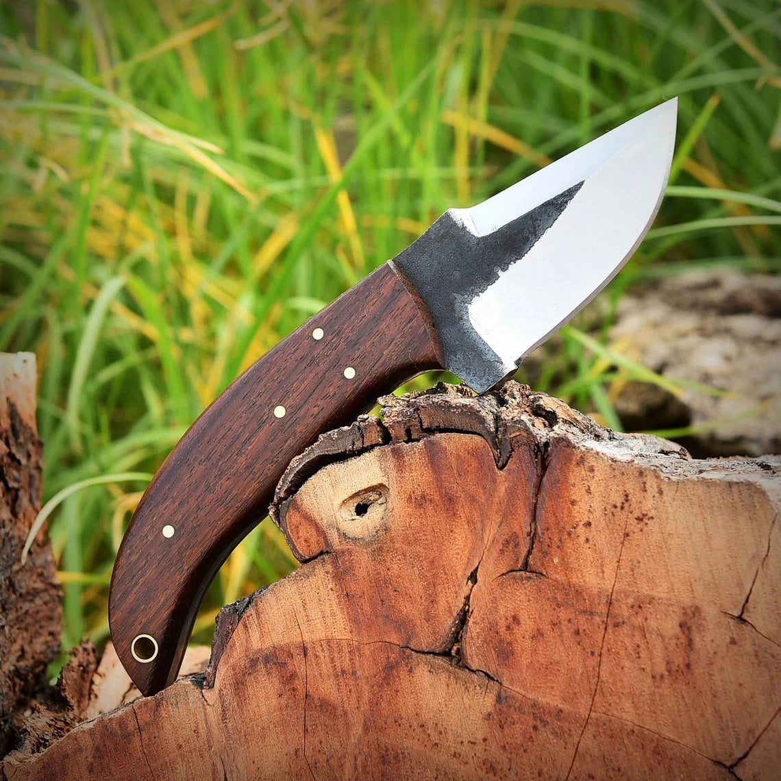 "Custom Handmade 1095 Forged Steel Skinning Knife | Rosewood Handle | 7 Inches | Leather Sheath | KBS Knives Store"