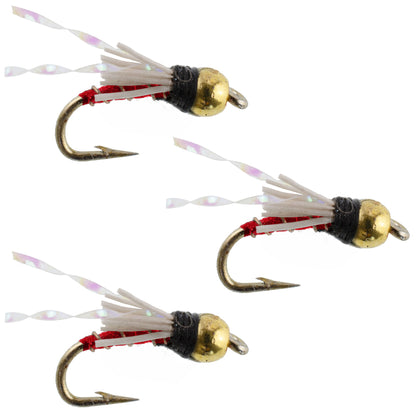 3 Pack Beadhead Red 3 Dollar Dip Serendipity Wet Fly Fishing Flies - Hook Size 16