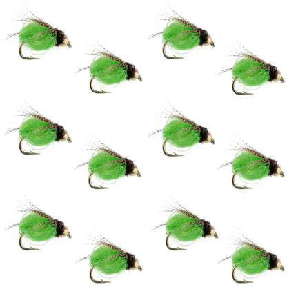 Bead Head LaFontaine Green Deep Sparkle Caddis Pupa - 12 Flies Size 12