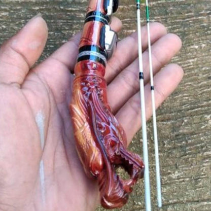 Optic Cable Hand Carved Micro Fishing Rod