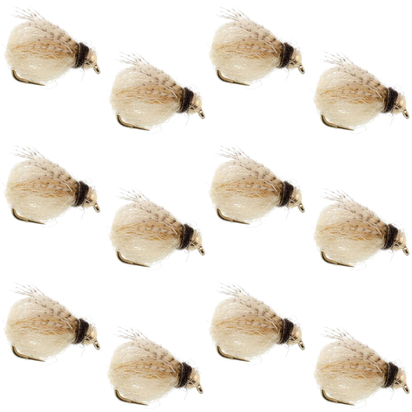 Bead Head LaFontaine Tan Deep Sparkle Caddis Pupa - 12 Flies Size 18