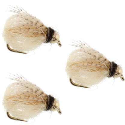 3 Pack Bead Head LaFontaine Tan Deep Sparkle Caddis Pupa - Hook Size 18