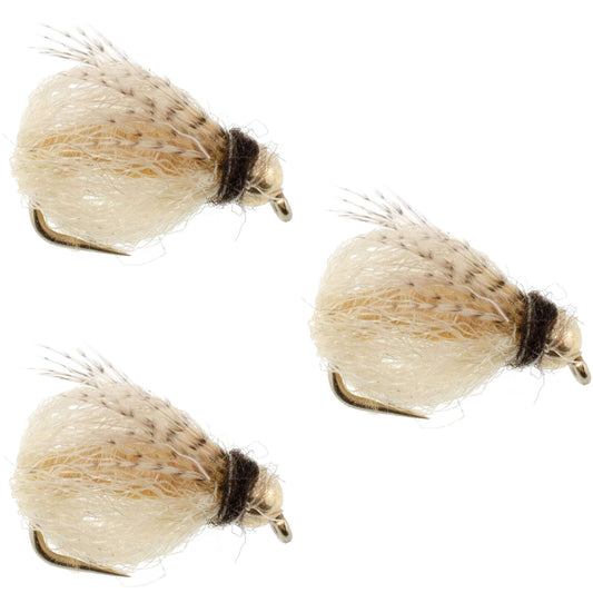3 Pack Bead Head LaFontaine Tan Deep Sparkle Caddis Pupa - Hook Size 18