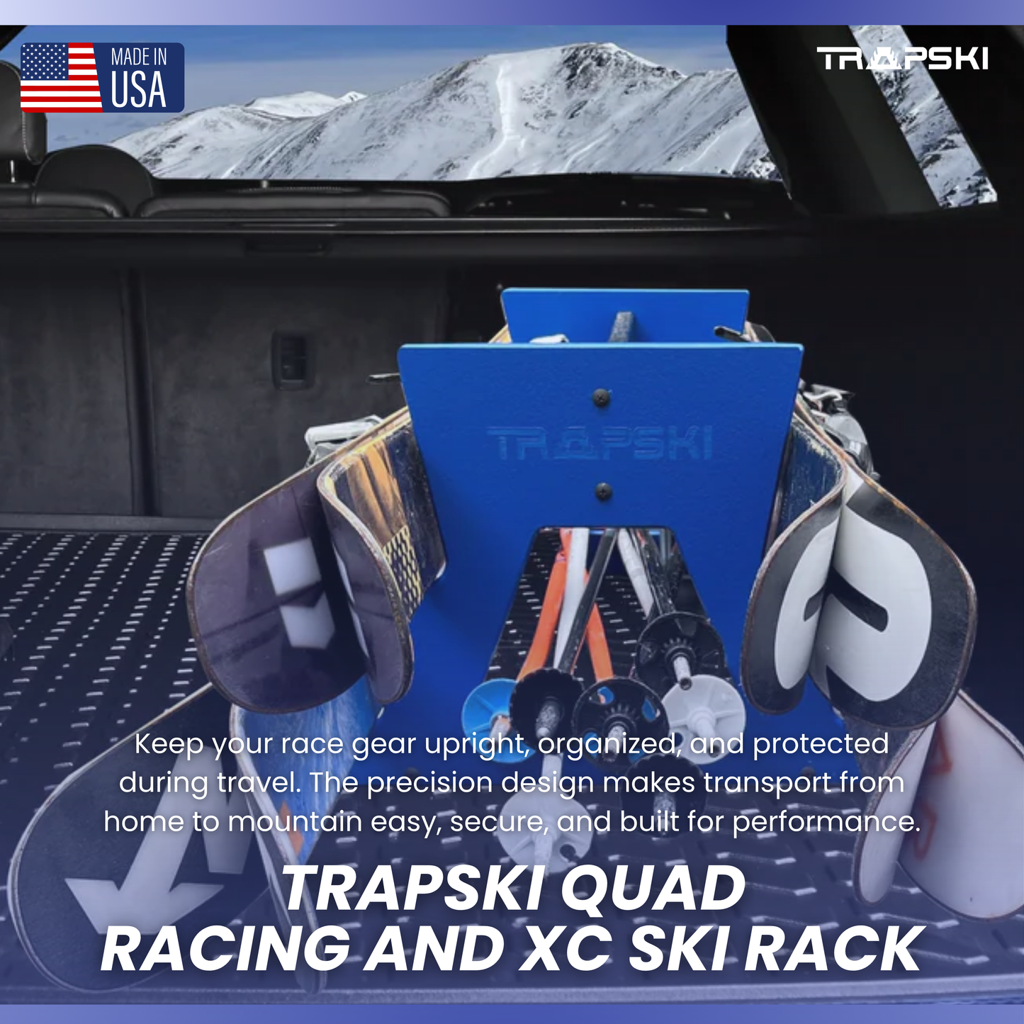 TRAPSKI QUAD All Mountain/Race/XC Ski and Standard Stance Snowboard Rack