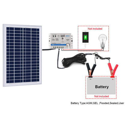 Acopower 25W Off-grid Solar Kits, 5A charge controller with SAE connector