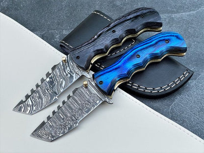 Tactical Defender Folding Pocket Knife – 8" Custom Handmade Damascus Steel Blade with Exotic Pakka Wood Handle