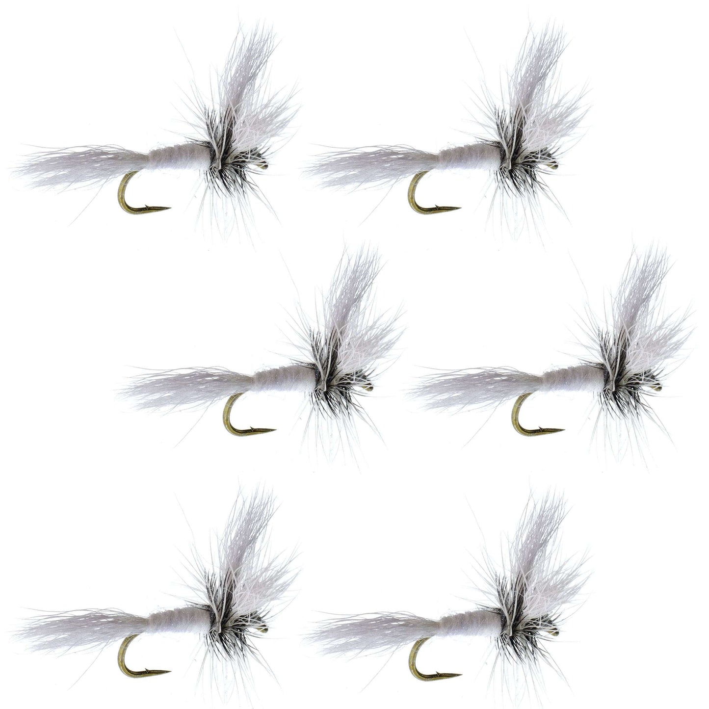 Barbless White Wulff Classic Hair Wing Dry Fly - 6 Flies Hook Size 10