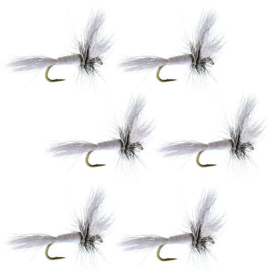 Barbless White Wulff Classic Hair Wing Dry Fly - 6 Flies Hook Size 10