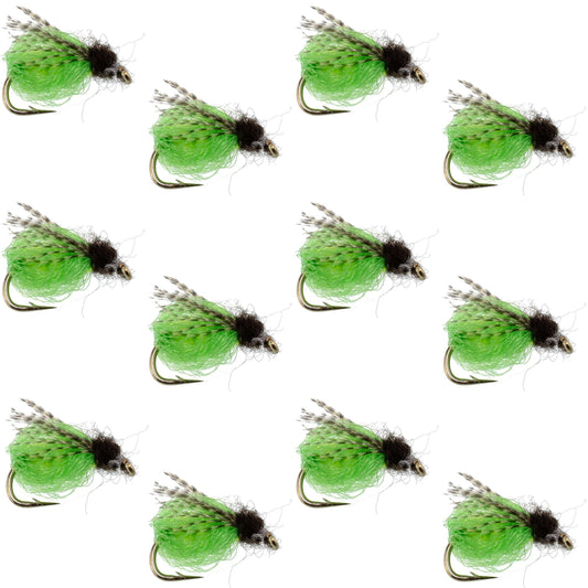 LaFontaine Bright Green Deep Sparkle Caddis Pupa - 1 Dozen Flies Hook Size 16
