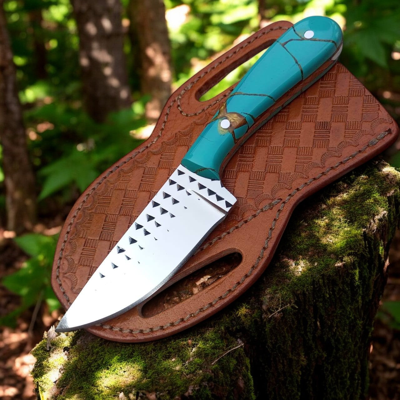 Ranch Cowboy Knives and Sheaths – 8" Full Tang Rasp Tool Steel Blade with Epoxy Resin Handle