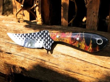 Everyday Carry Inside Waistband Knife – Compact Rasp Steel Blade with Leather Sheath