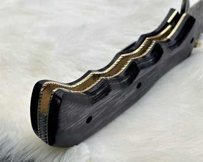 Tactical Urban Guardian Folding Pocket Knife – 8" Handmade Damascus Steel Blade, Pakka Wood Handle