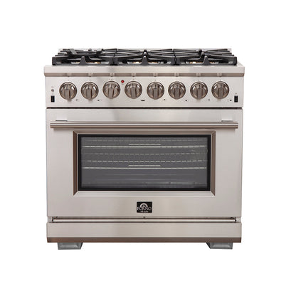 Forno FFSGS6187-36 WHT/BLK/RED/BLUCapriasca - Titanium Professional 36" Freestanding Dual Fuel Electric 240V  Door Oven Range