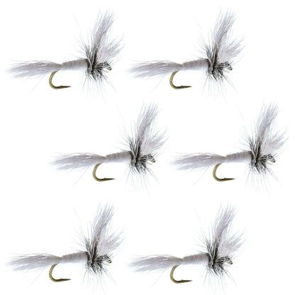 Barbless White Wulff Classic Hair Wing Dry Fly - 6 Flies Hook Size 12