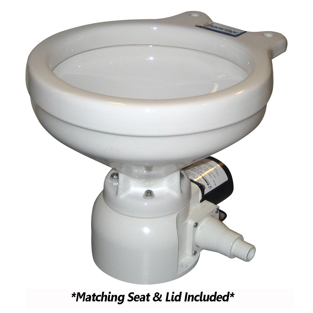 Raritan Sea Era QC Toilet - Marine Size - Remote Intake Pump - Straight  90 Discharge - Smart Toilet Control - 12v