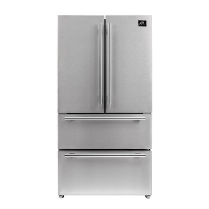 Forno Moena 36" French Door Counter-Depth Fridge, 19 cu.ft, SS, Pro Handle & Vent Grill
