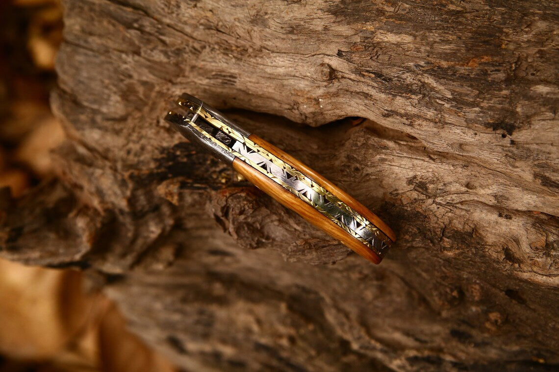 Custom Handmade Damascus Steel EDC Folding Pocket Knife | 3-Inch Blade, Colored Bone Handle, Leather Case | Ideal Gift for Any Occasion by KBS Knives