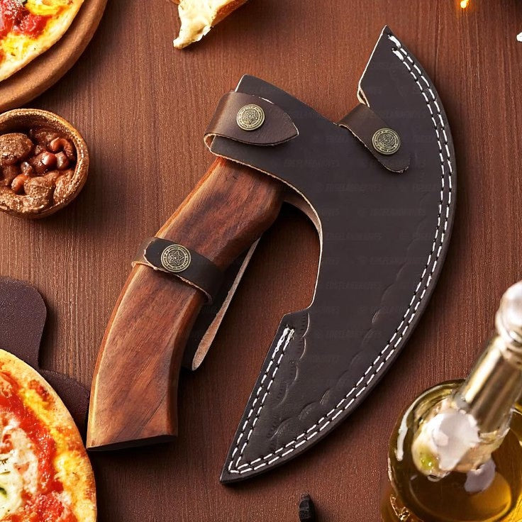 Custom Viking Pizza Cutter Axe – 8.5" Blade, Rosewood Handle