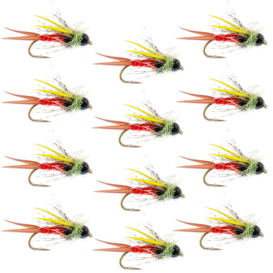 Tungsten Bead Head Nicks Prince Special Nymph Fishing Flies - 12 Flies Hook Size 14