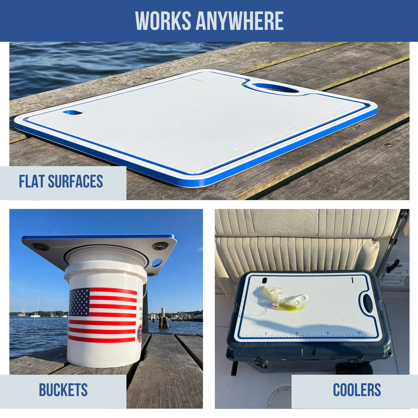 Made in the USA | Premium Bucket or Cooler Fishing Cutting Board