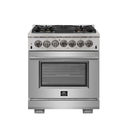 Forno FFSGS6187-30 WHT/BLK/RED/BLU Capriasca - Titanium Professional 30" Freestanding Dual Fuel 240V Electic Door Oven Range