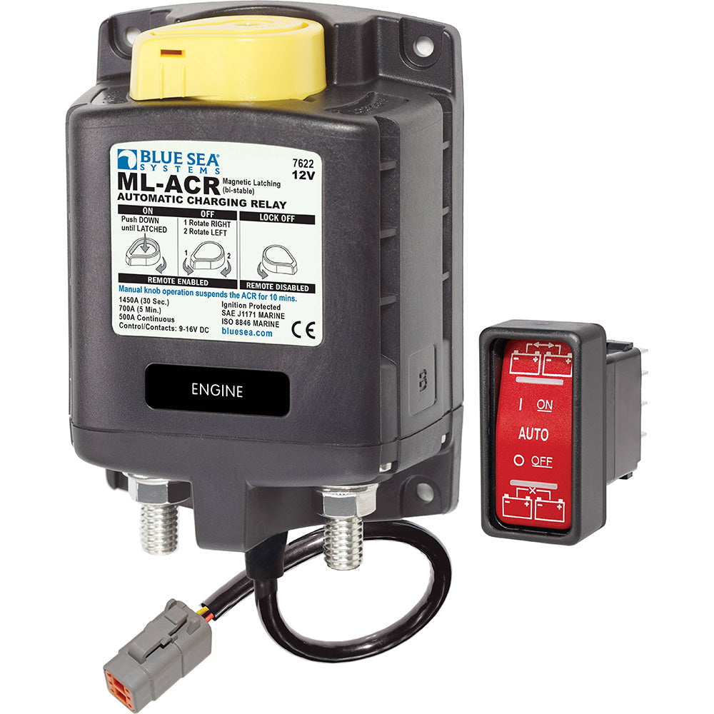 Blue Sea 7622100 ML ACR Charging Relay 12V 500A w/Manual Control  Deutsch Connector