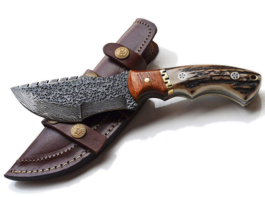 Custom Hand Forged Damascus Steel Tom Brown Tracker Knife - Ideal for Survival, Camping & Tactical Use | KBS Knives