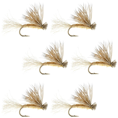 Barbless Tan X Caddis Emerging Caddis Adult Fly - 6 Flies Size 18