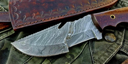 Custom Handcrafted Damascus Steel Tops Tracker Knife - Ideal for Survival, Camping & Tactical Use | KBS Knives