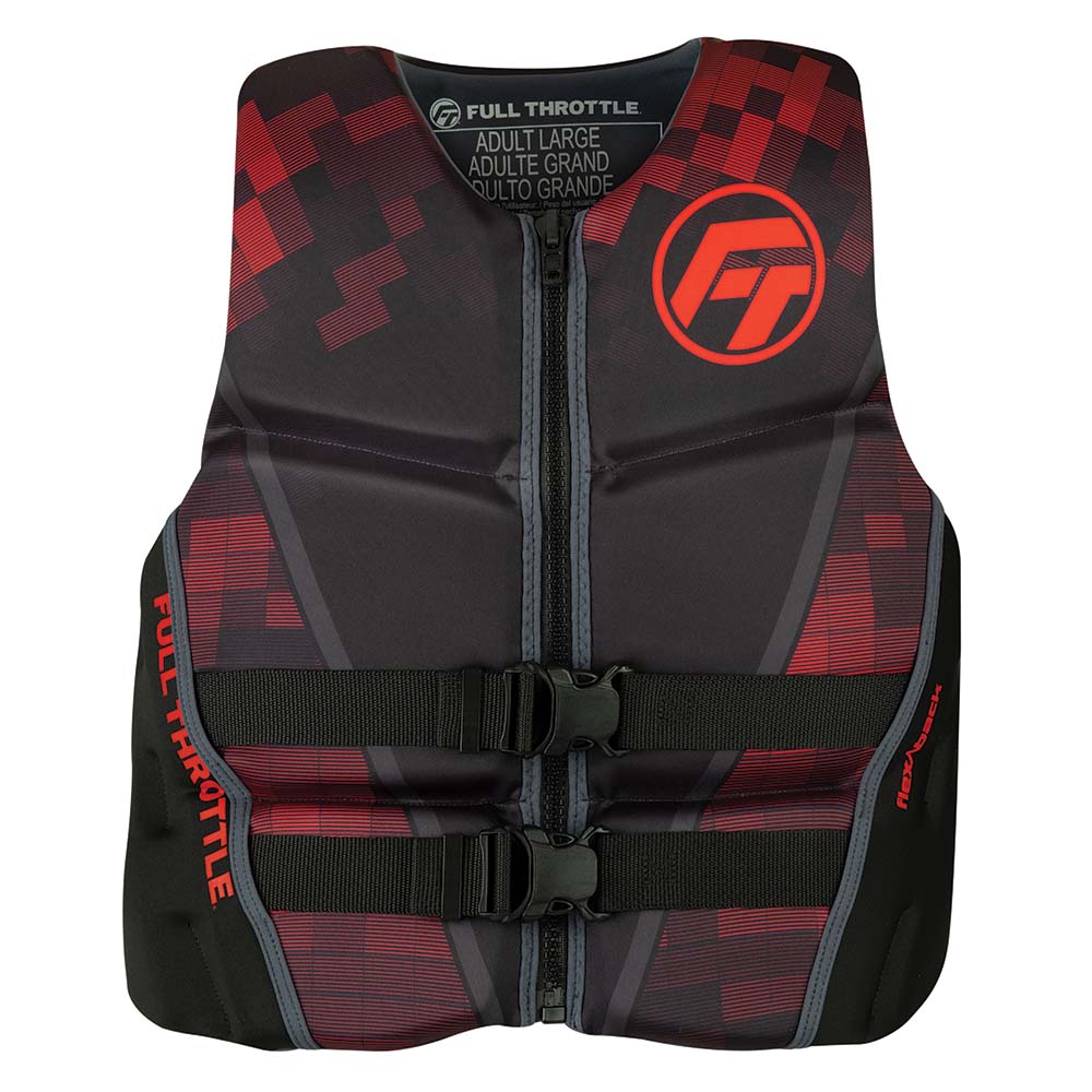 Full Throttle Mens Rapid-Dry Flex-Back Life Jacket - M - Black/Red