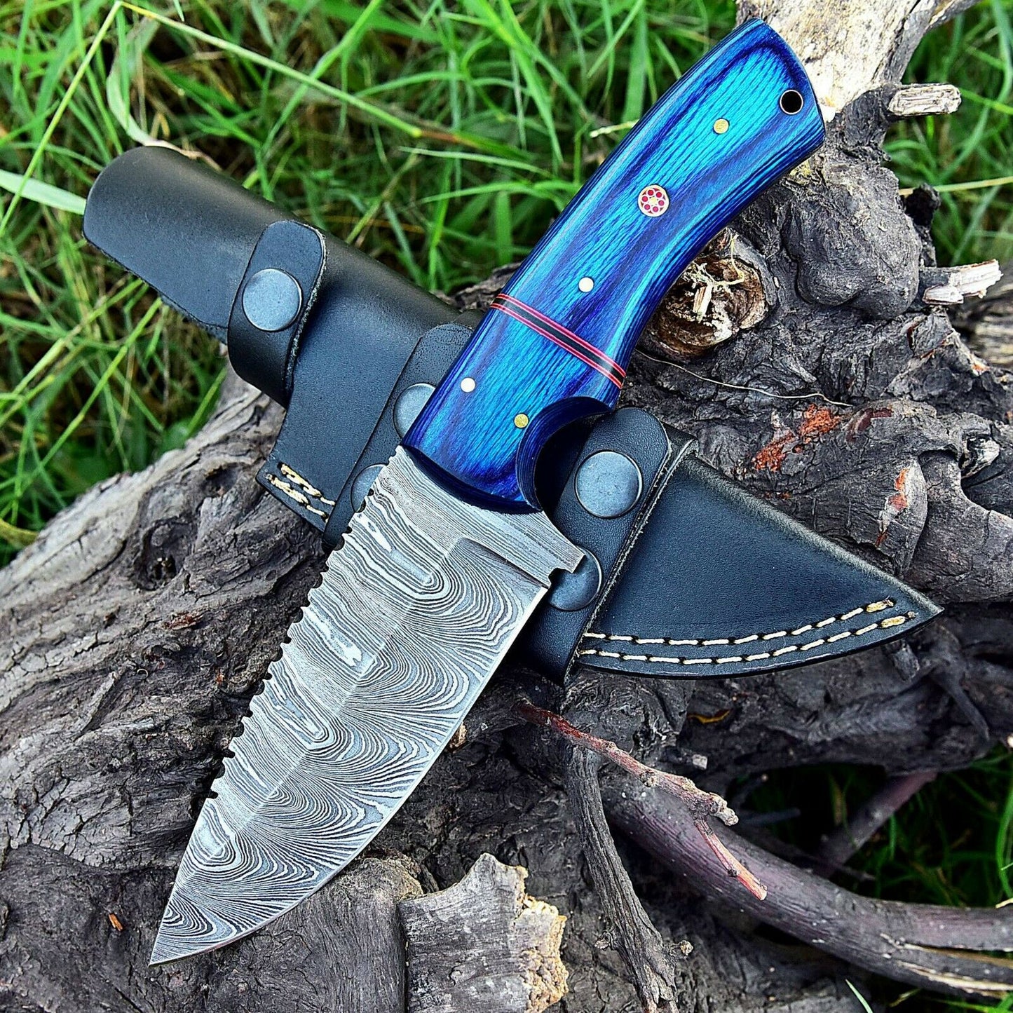 Custom Handmade Damascus Steel Skinning Hunting Knife