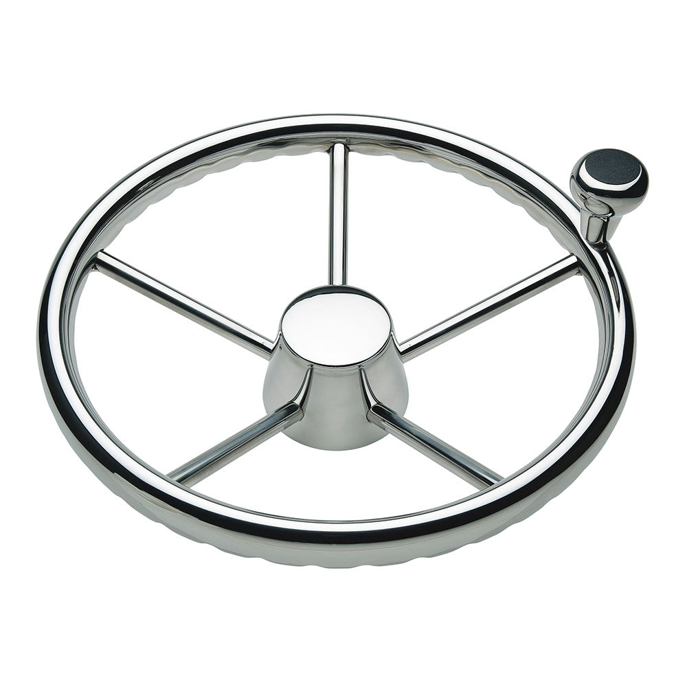 Schmitt Marine 170 Finger Grip Destroyer 5-Spoke 13.5" Stainless Steel Cap 3/4" Tapered Shaft w/Knob