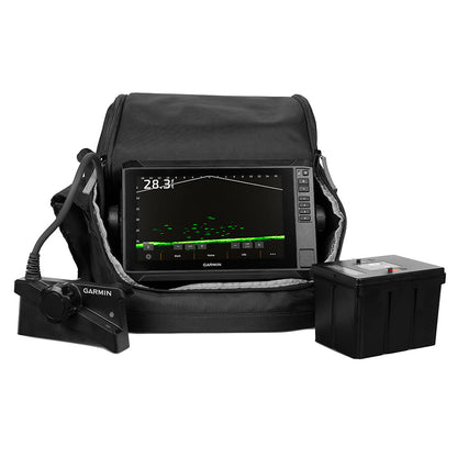 Garmin ECHOMAP UHD2 93SV LiveScope Plus Ice Fishing Bundle LI w/ECHOMAP UHD2 93sv, LiveScope Plus System  Lithium-ion Battery