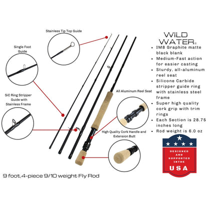 Deluxe Fly Fishing Kit, 7/8wt Rod | 9ft | 4piece | Wild Water Fly Fishing