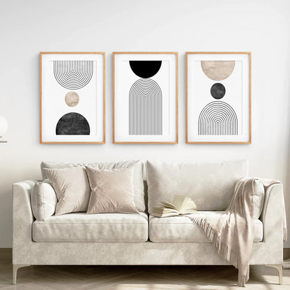 Neutral Mid-Century Modern Wall Art | Set of 3