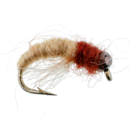 Bead Head Tan Brown Caddis Larva Nymph 6 Flies Hook Size 14