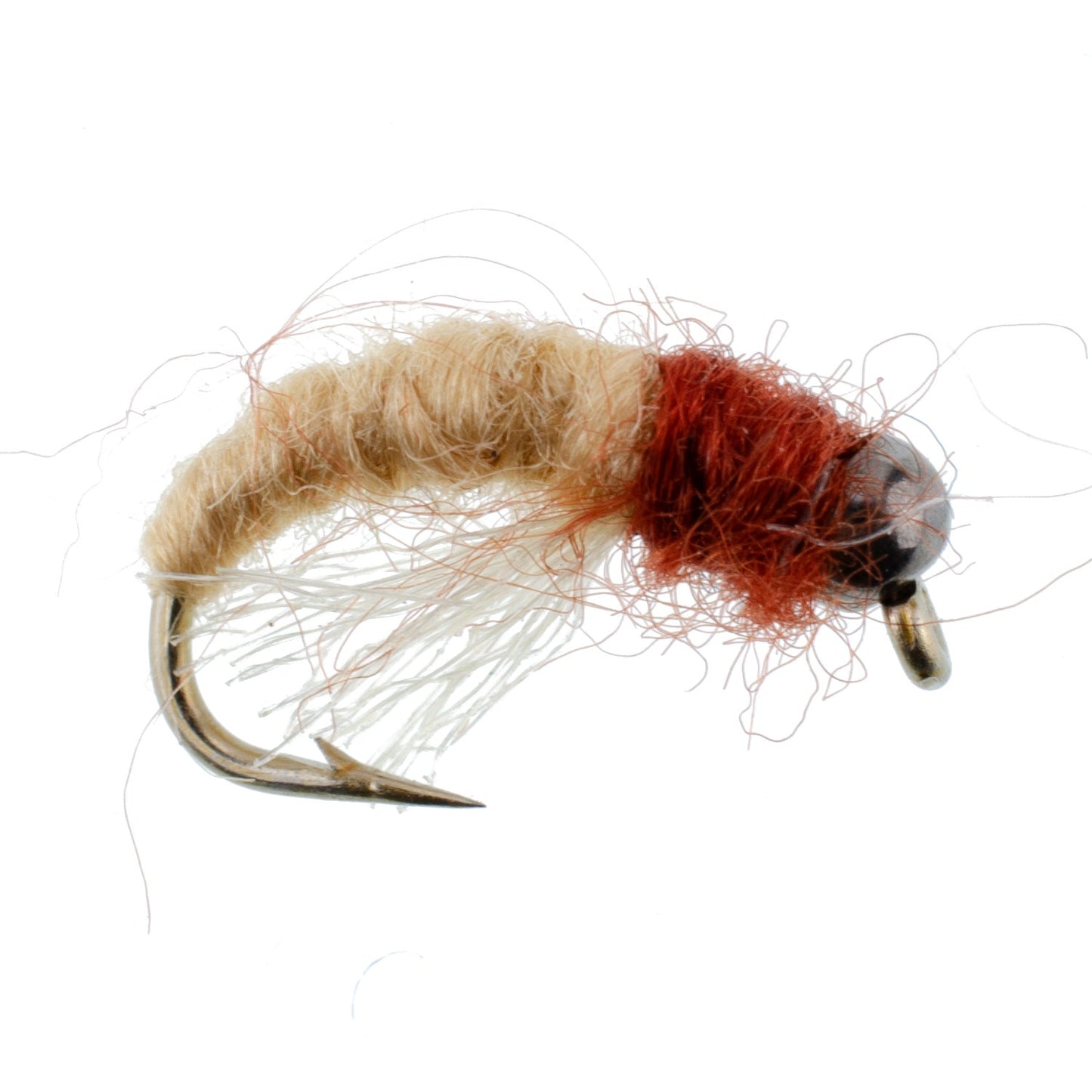 Bead Head Tan Brown Caddis Larva Nymph 6 Flies Hook Size 12