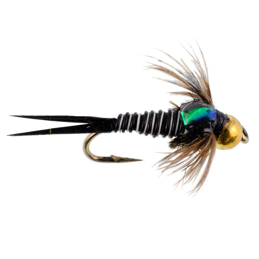 3 Pack Bead Head Zebra Copper John Nymph Fly Fishing Flies - Hook Size 14