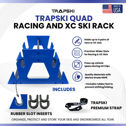 TRAPSKI QUAD All Mountain/Race/XC Ski and Standard Stance Snowboard Rack
