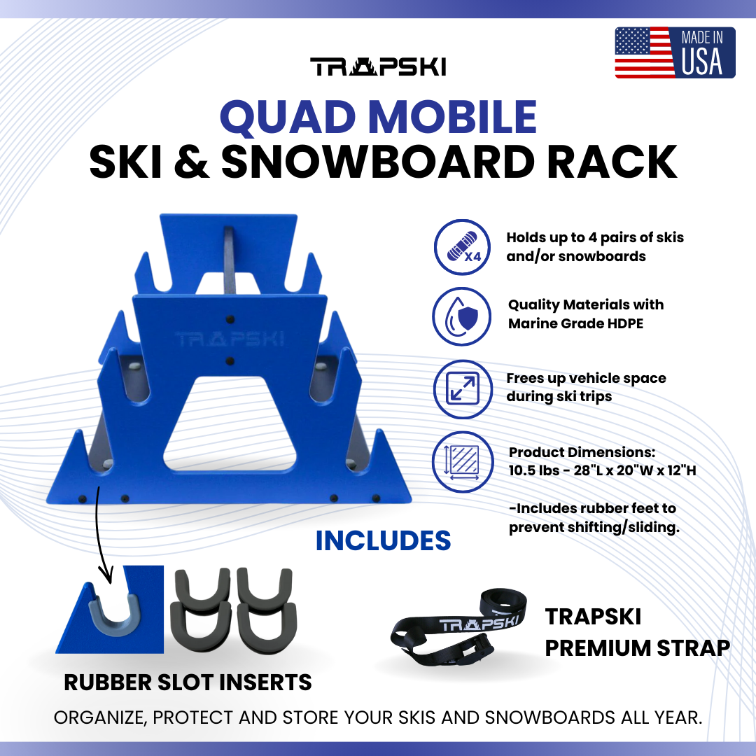 TRAPSKI QUAD All Mountain/Race/XC Ski and Standard Stance Snowboard Rack