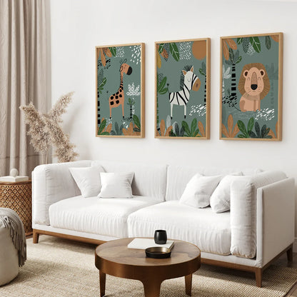 Baby Giraffe, Zebra, Lion Nursery Wall Decor