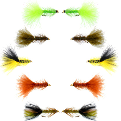 Basics Collection - Crystal Woolly Bugger Assortment - 10 Flies - Size 4