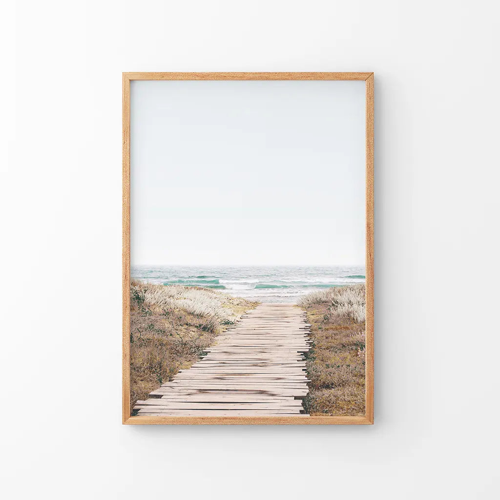 Beige Beach Pathway Wall Decor. Modern Boho Print
