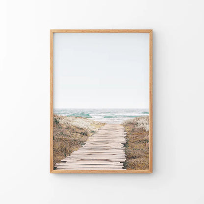 Beige Beach Pathway Wall Decor. Modern Boho Print